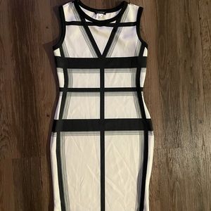 Black and white bodycon dress… great for work!
